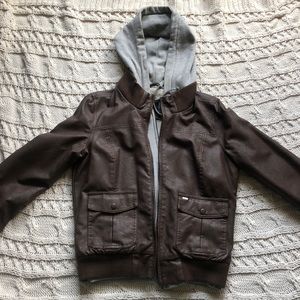 Obey faux brown leather jacket